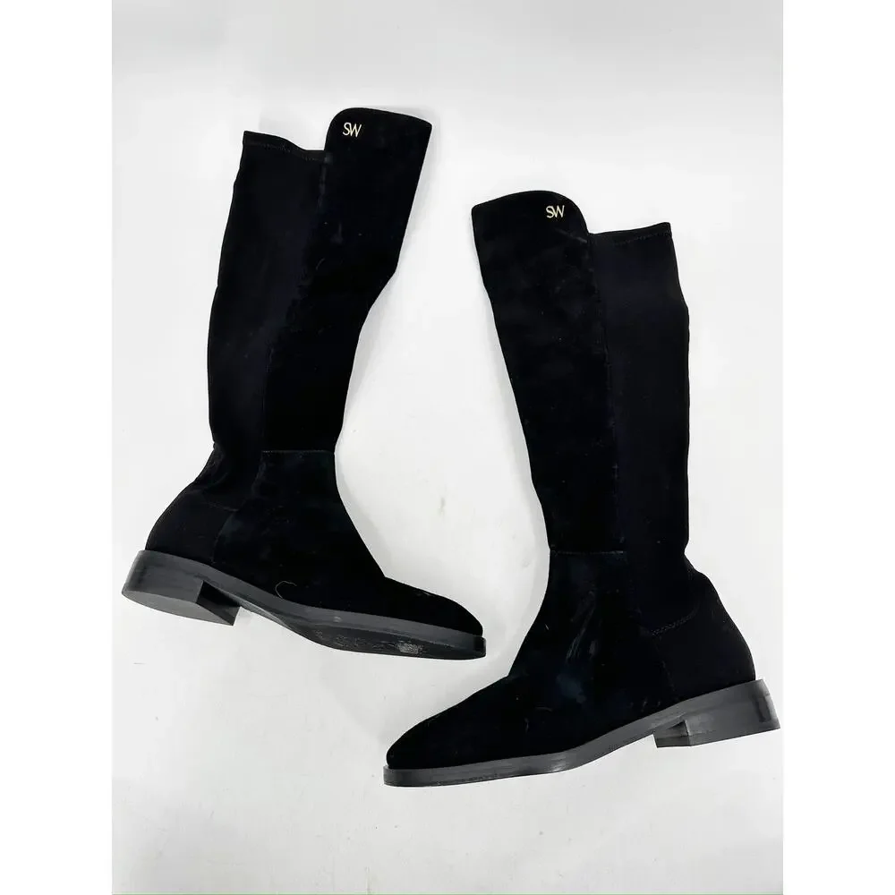 Stuart Weitzman Keelan Black Suede Leather Knee-High Boots Size 5.5‎